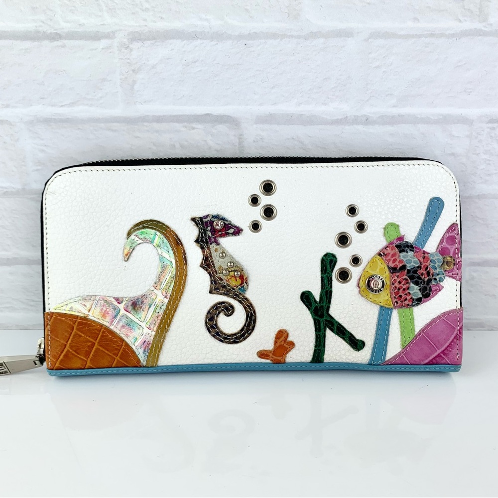 Michelangelo Made In Italy Seahorse Ocean Long Zip Around Wallet $248